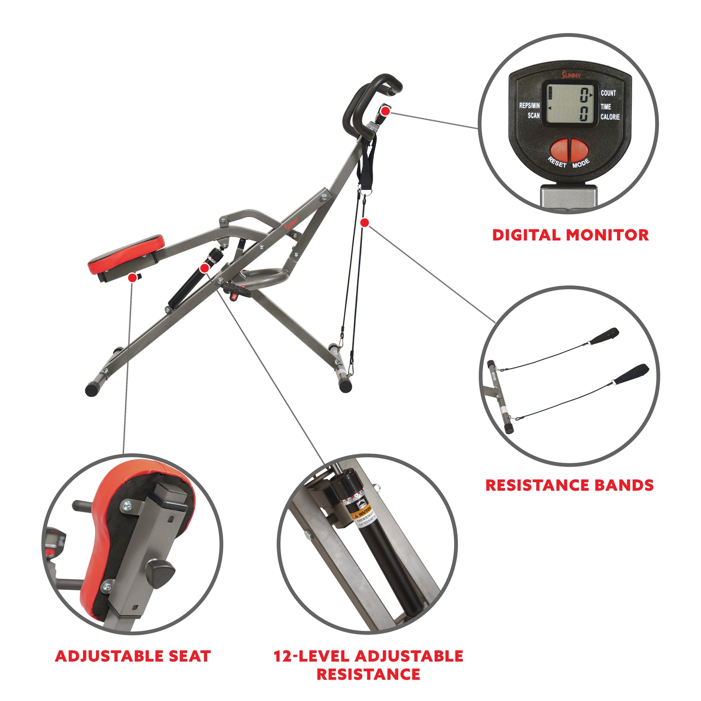 Sunny Health & Fitness Row-N-Ride® PRO Squat Assist Trainer - SF-A020052