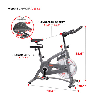 Sunny Health & Fitness Magnetic Belt Drive Indoor Cycling Bike - SF-B1877