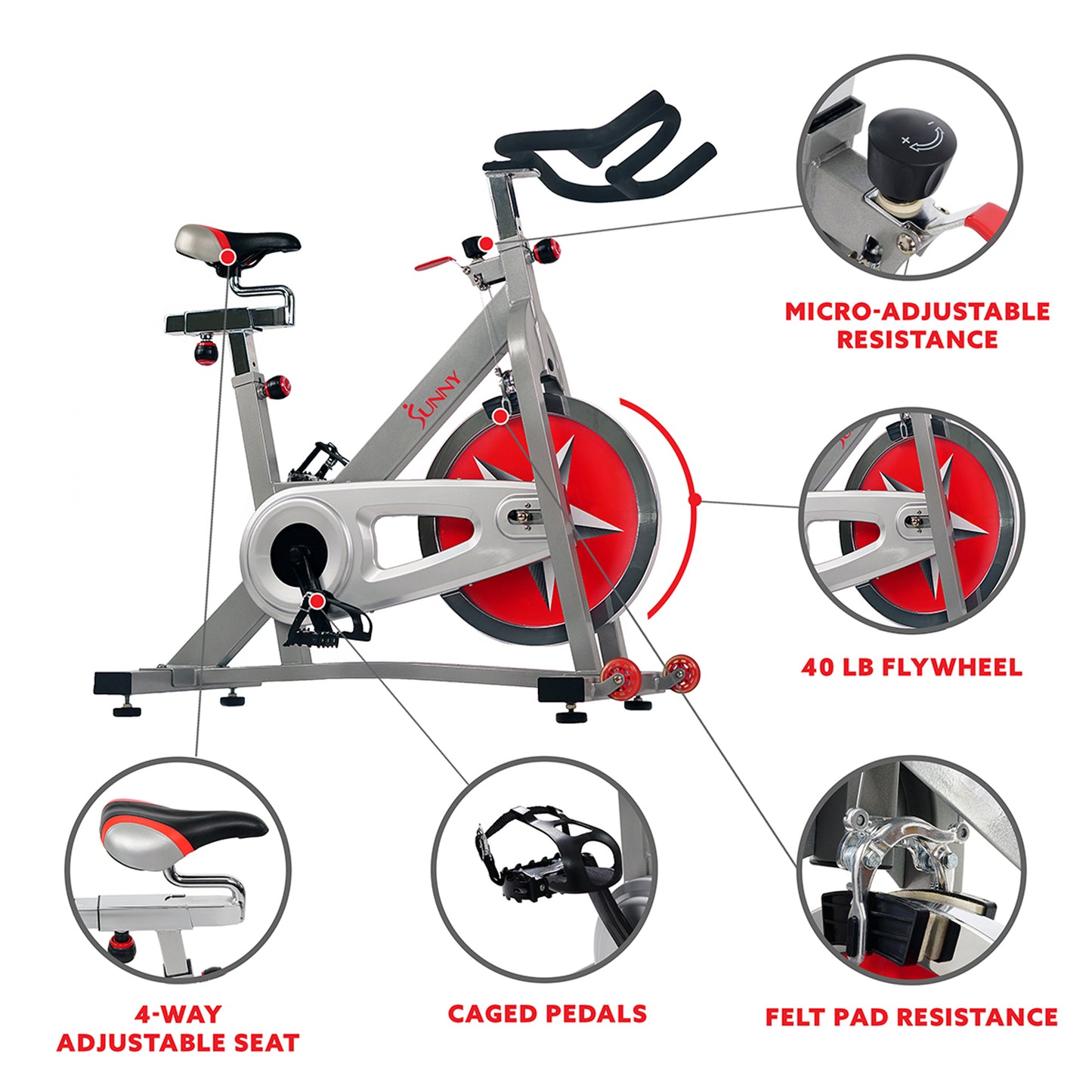 Sunny Health & Fitness Pro Indoor Cycling Bike SF-B901