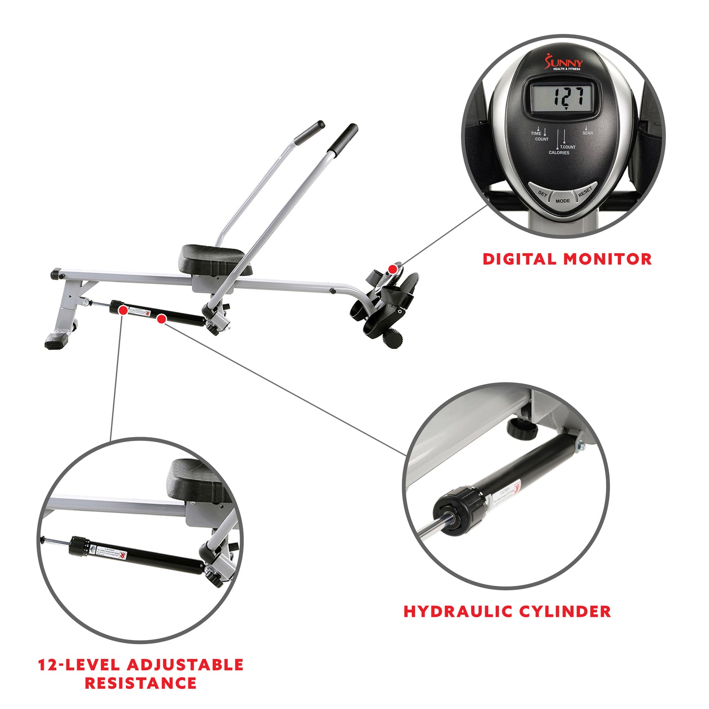 Sunny Health & Fitness Full Motion Rowing Machine - SF-RW5639