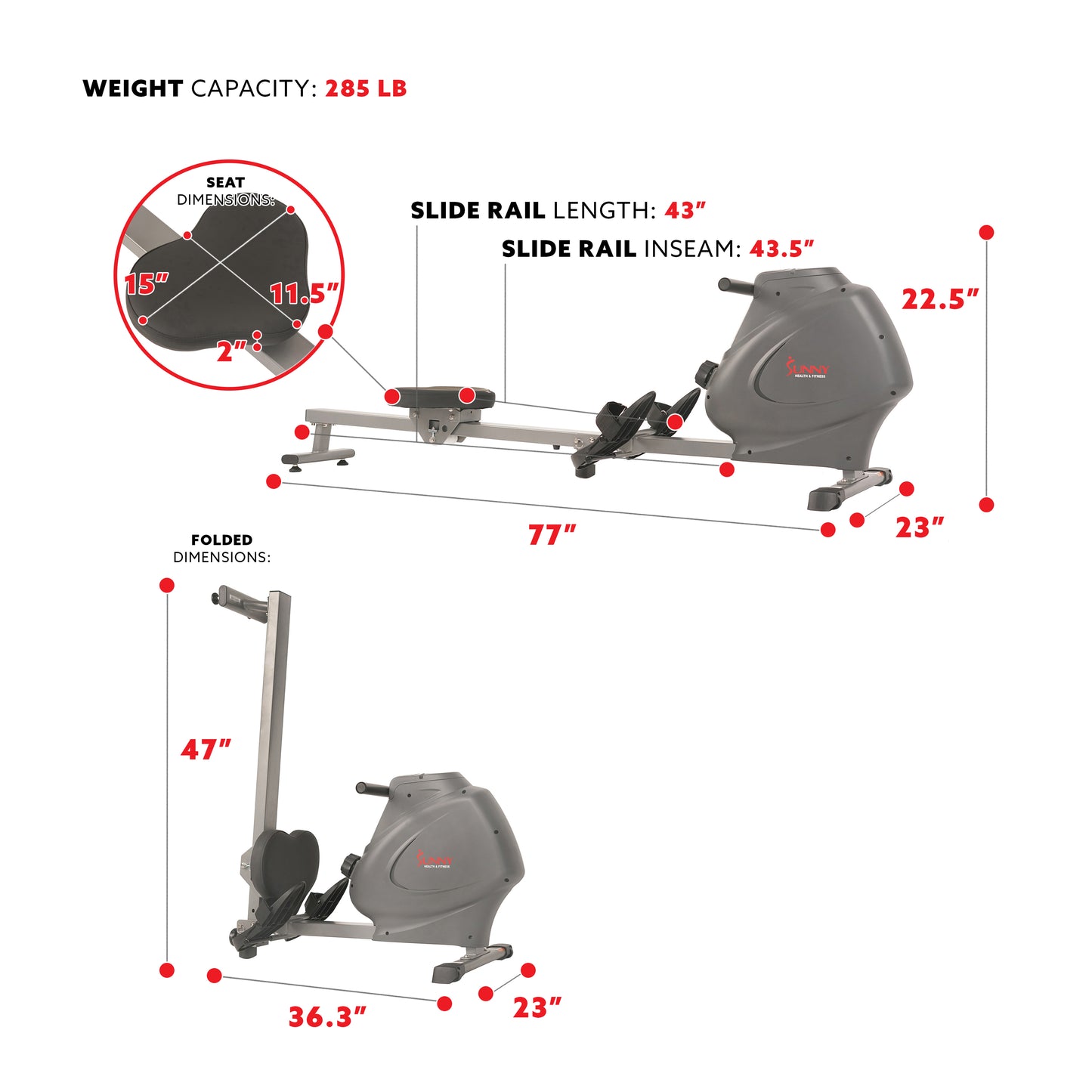 Sunny Health & Fitness SPM Magnetic Rowing Machine - SF-RW5801