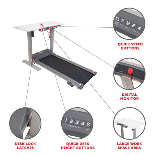 Sunny Health & Fitness Treadmill with Detachable Automated Desk - SF-TD7884