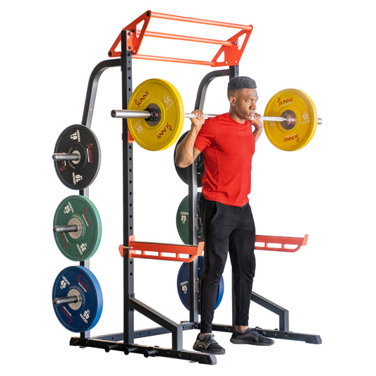 Sunny Health & Fitness Power Zone Half Rack Heavy Duty Performance Power Cage with 1000 LB Weight Capacity – SF-XF9933