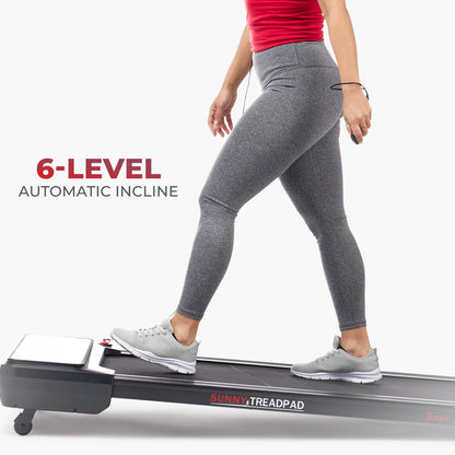 Sunny Health & Fitness Sleek Stride Smart Compact Auto Incline Treadpad Treadmill – SF-T722069