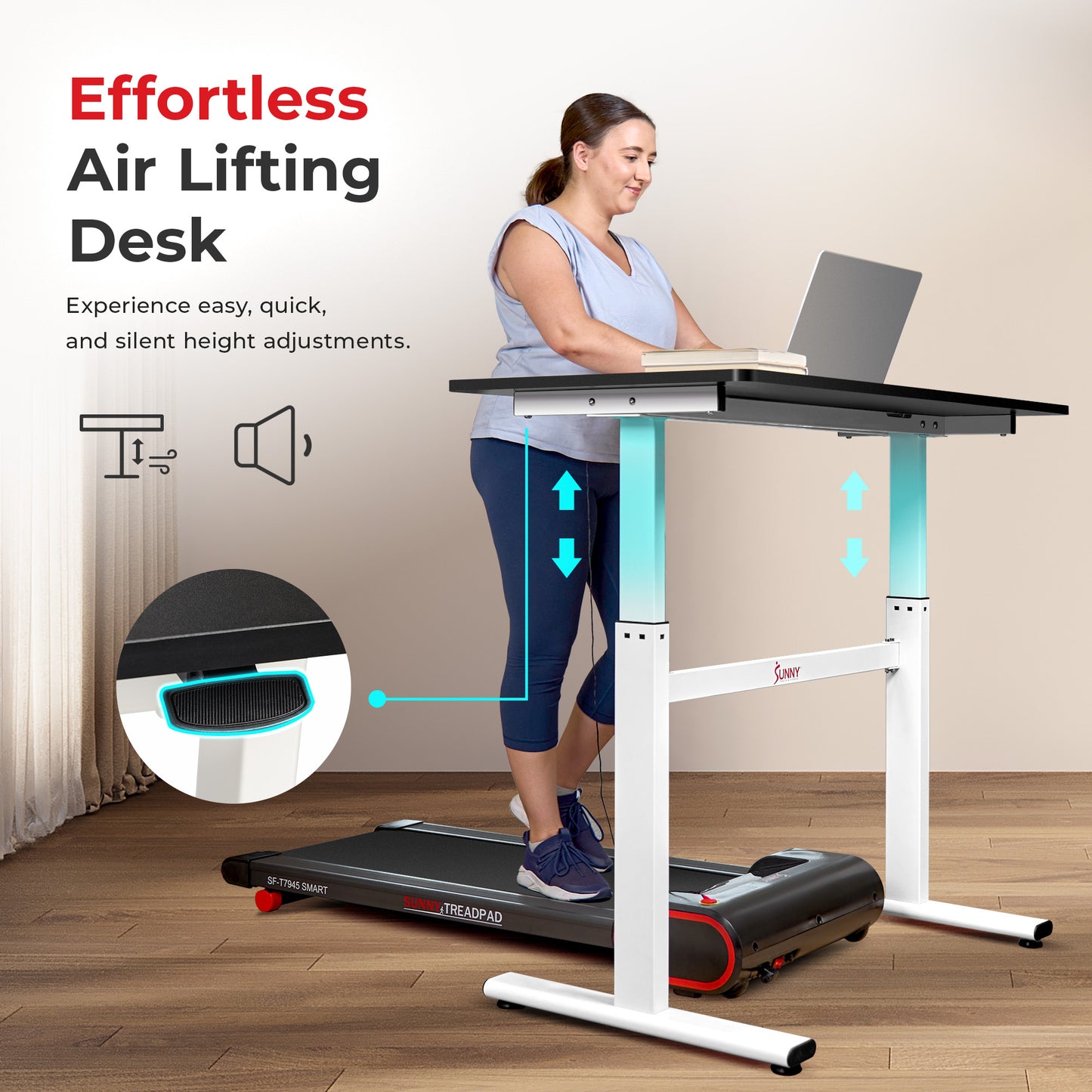 Sunny Health & Fitness Multi-Purpose Air-drive Adjustable Standing Desk – SF-A023001