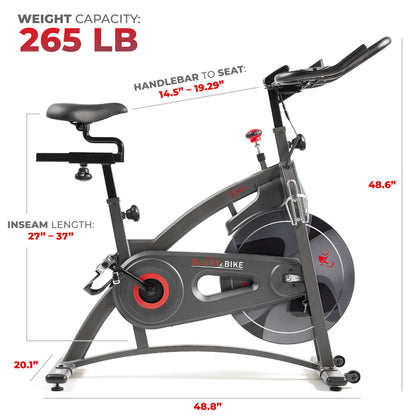 Sunny Health & Fitness Premium Magnetic Resistance Smart Indoor Cycling Bike with Quiet Belt Drive and Exclusive SunnyFit® App Enhanced Bluetooth Connectivity