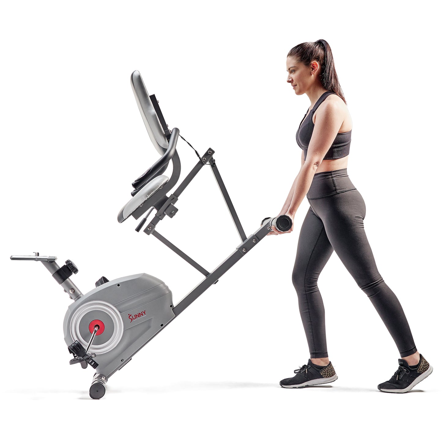 Sunny Health & Fitness Essentials Series Magnetic Smart Recumbent Bike with Exclusive SunnyFit® App Enhanced Bluetooth Connectivity