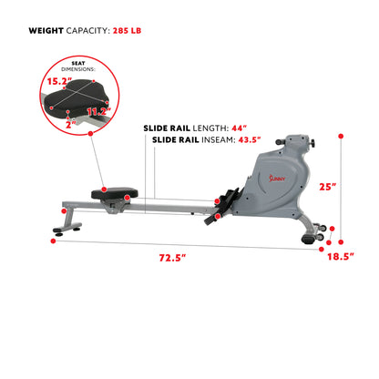 Sunny Health & Fitness Space Efficient Convenient Magnetic Rowing Machine – SF-RW5987