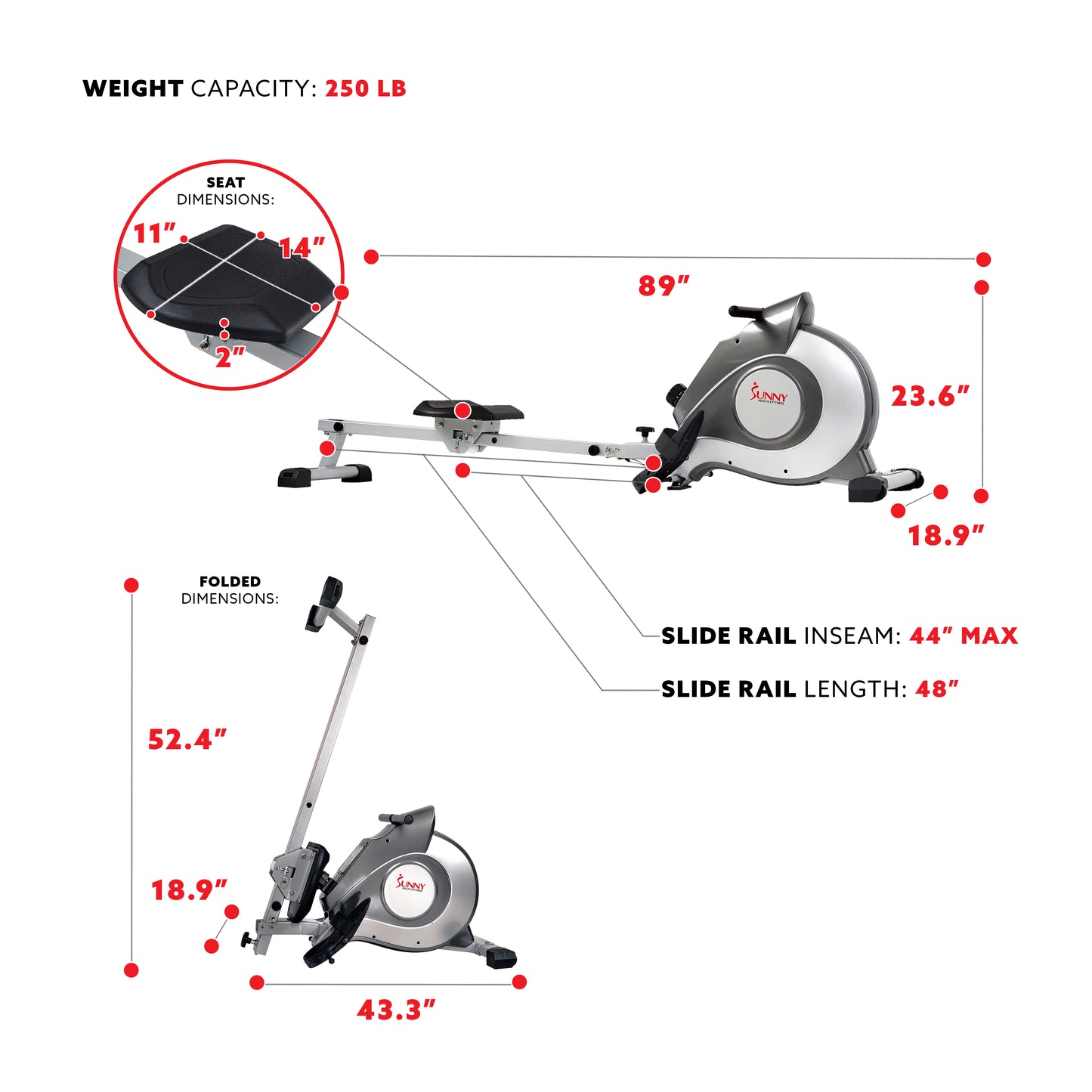 Sunny Health & Fitness SF-RW5515 Magnetic Rowing Machine