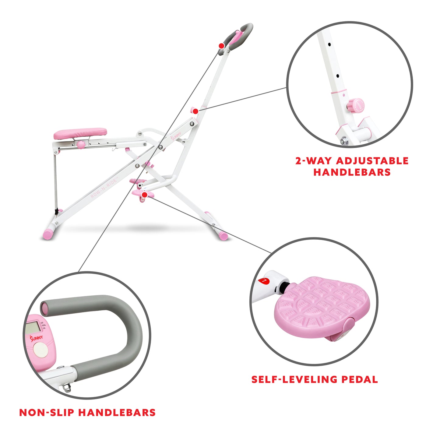 Sunny Health & Fitness Upright Row-N-Ride® Exerciser in Pink – P2100